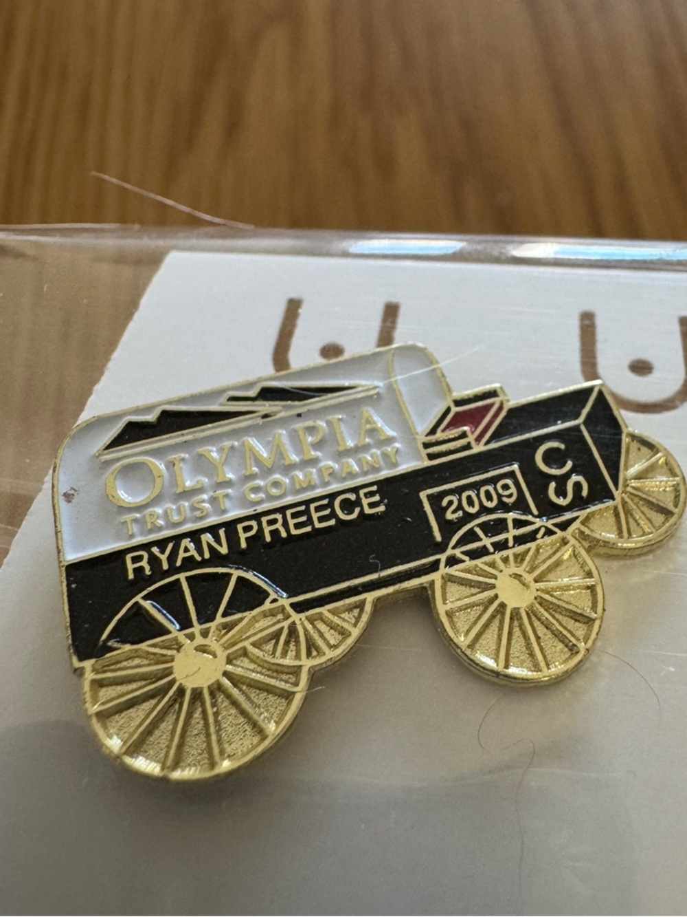 Vintage Calgary Stampede Pin Olympia Trust Company Ryan Preece - Black & Gold